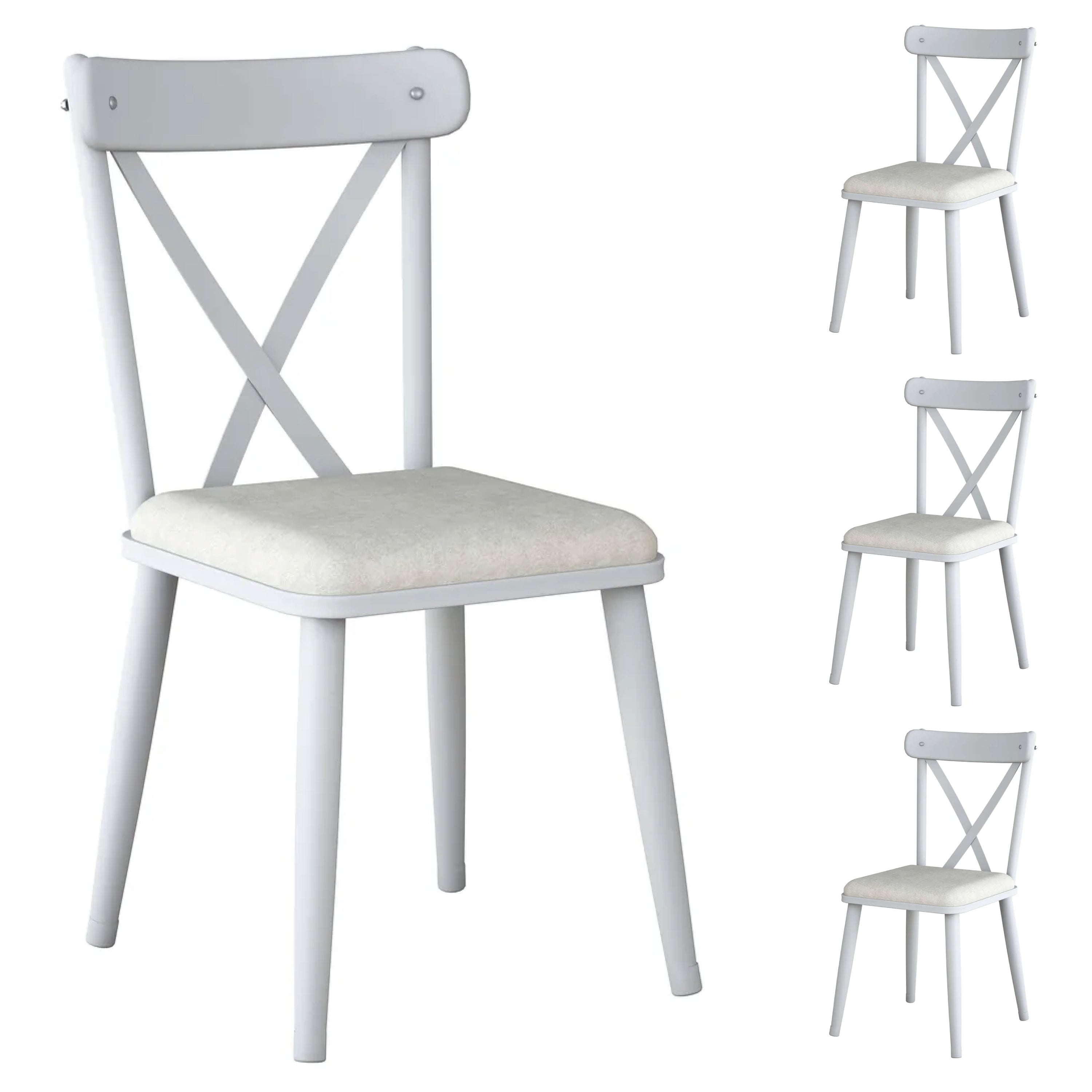 Rani JB108 Metal Sandalye Thonet Sandalye 4'lü Mutfak Yemek Masası Sandalyesi Beyaz