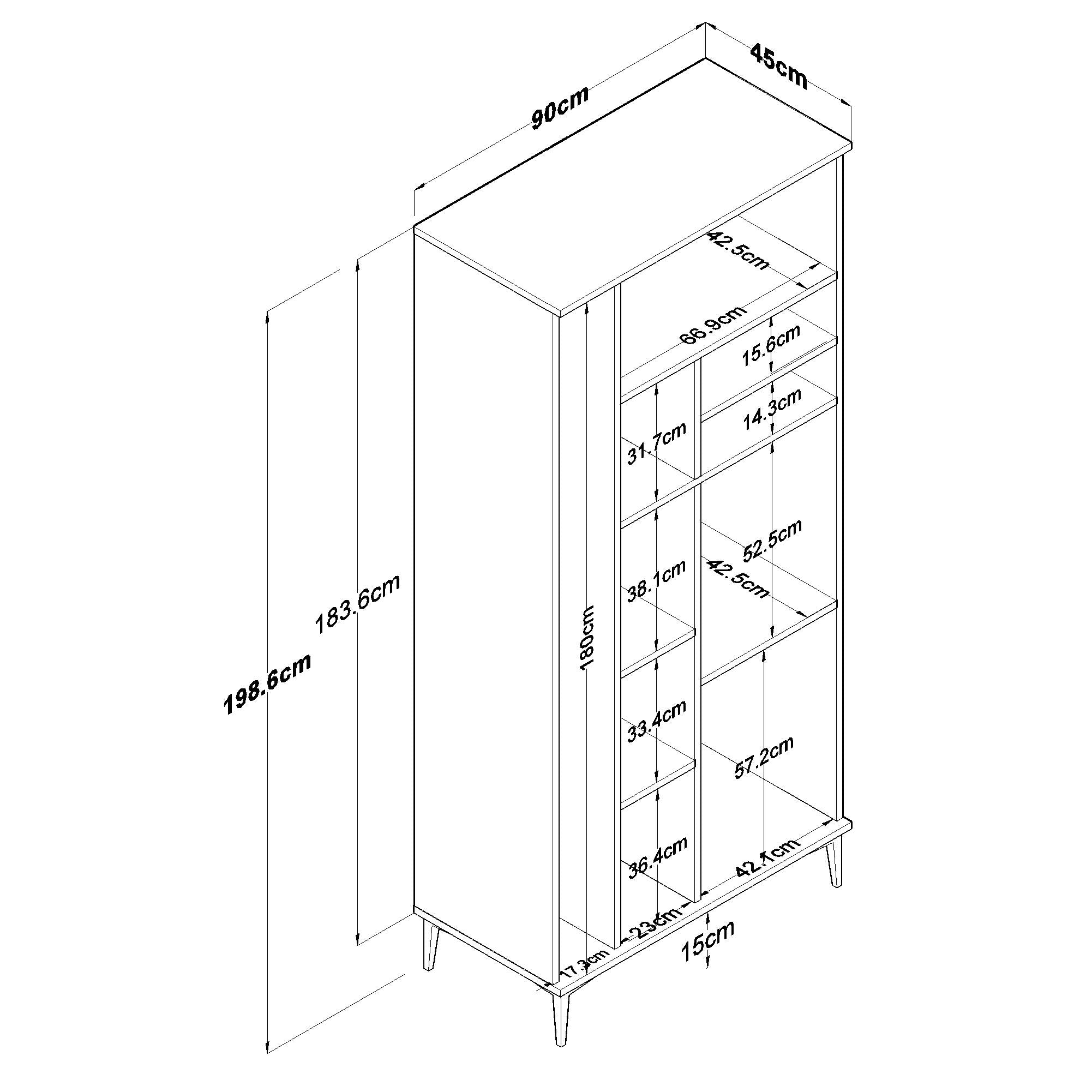 Rani KC103 Banyo Dolabı 2 Kapaklı 7 Raflı Çok Amaçlı Dolap Beyaz